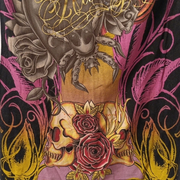 Christian Audigier Thin Cotton Logo Graphic Tunic Shirt Size S - Picture 10 of 11